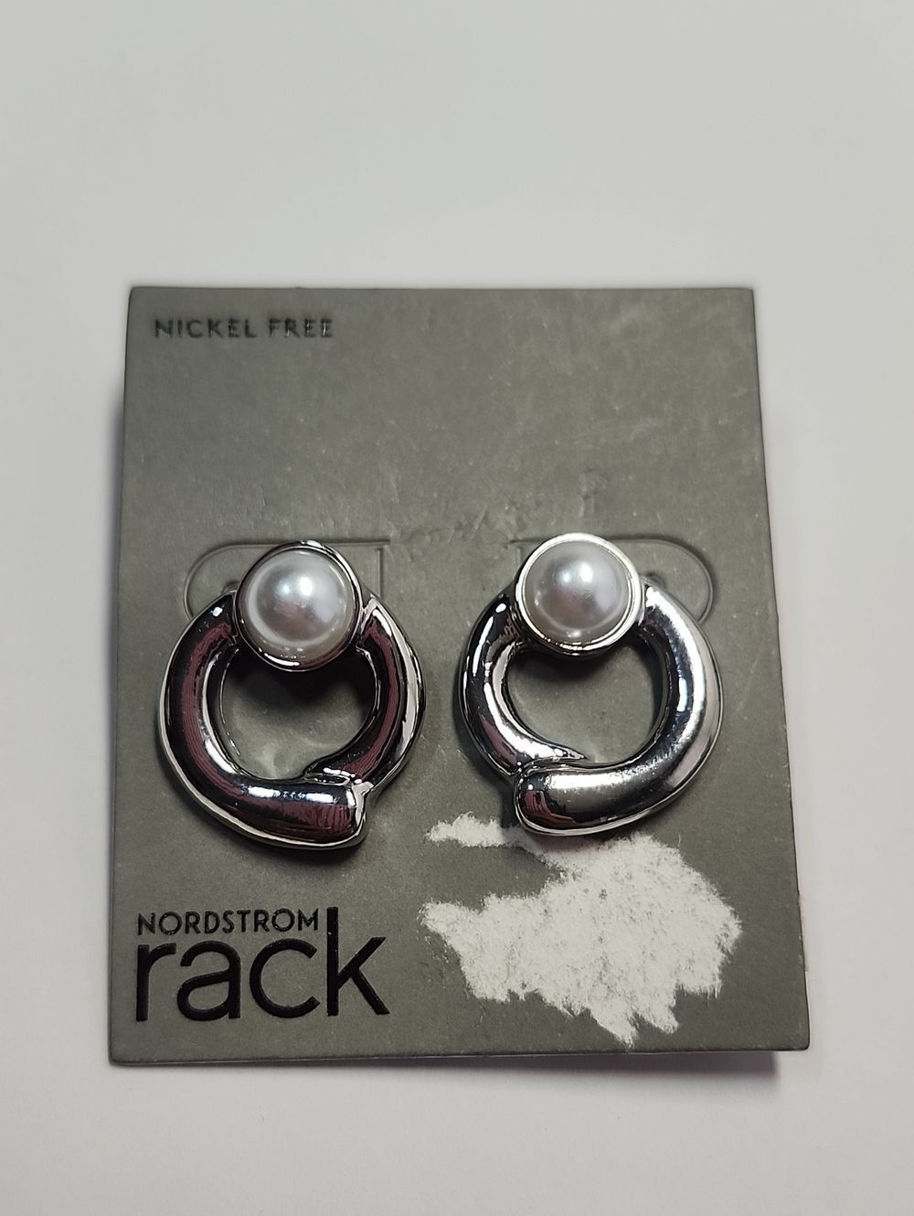 Nordstrom Silver Earrings with White Pearl Accent